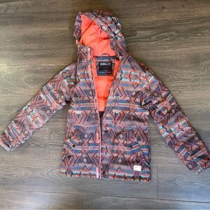 Geometric Patterned Hooded Winter Jacket